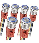 Latching Push Button Switch 19mm - APIELE- 12V- 24V DC LED SPDT 1NO1NC Stainless Steel Metal Push...