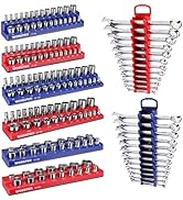 WORKPRO 8-Piece Magnetic Socket Organizer and Magnetic Wrench Organizer Set, Socket Holder Set 1/...