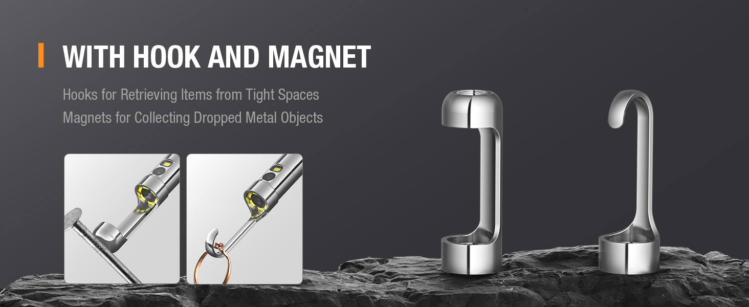 endoscope borescope inspection camera scope snake with hook magnet