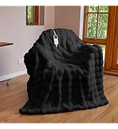 IUUI Electric Heated Blanket Throw 50''x60'',Luxury Faux Rabbit Fur Heating Throw Blankets,Fast H...