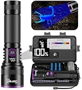 Goreit 365nm Black Light with Filter Lens - 30w Strong UV Light Flashlight Rechargeable with LCD ...