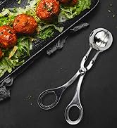 LEEFONE 2 PCS Stainless Steel Meat Baller Tongs, Meatball Scoop Maker for Meatball, Cake, Ice Cre...
