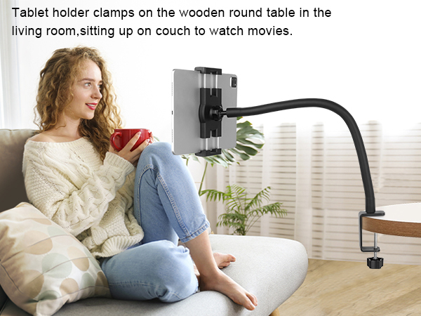 Desk gooseneck tablet holder