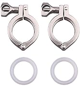 DERNORD Tri-clamp Stainless Steel 304 Single Pin Heavy Duty Tri Clamp with Wing Nut for Ferrule T...