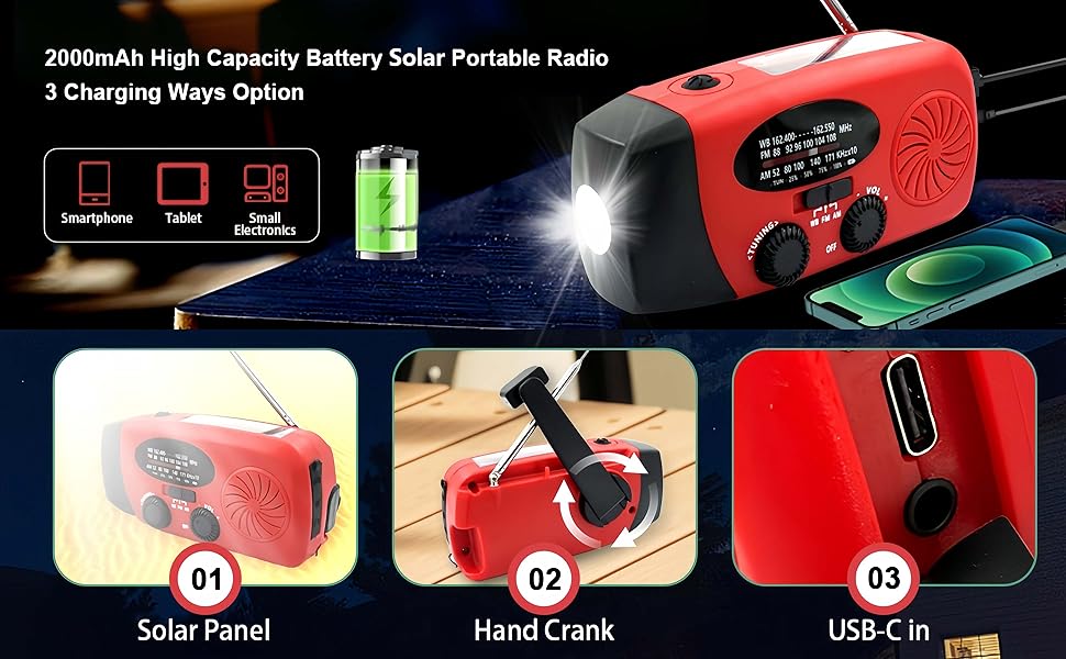 2000mAh Solar Portable Radio