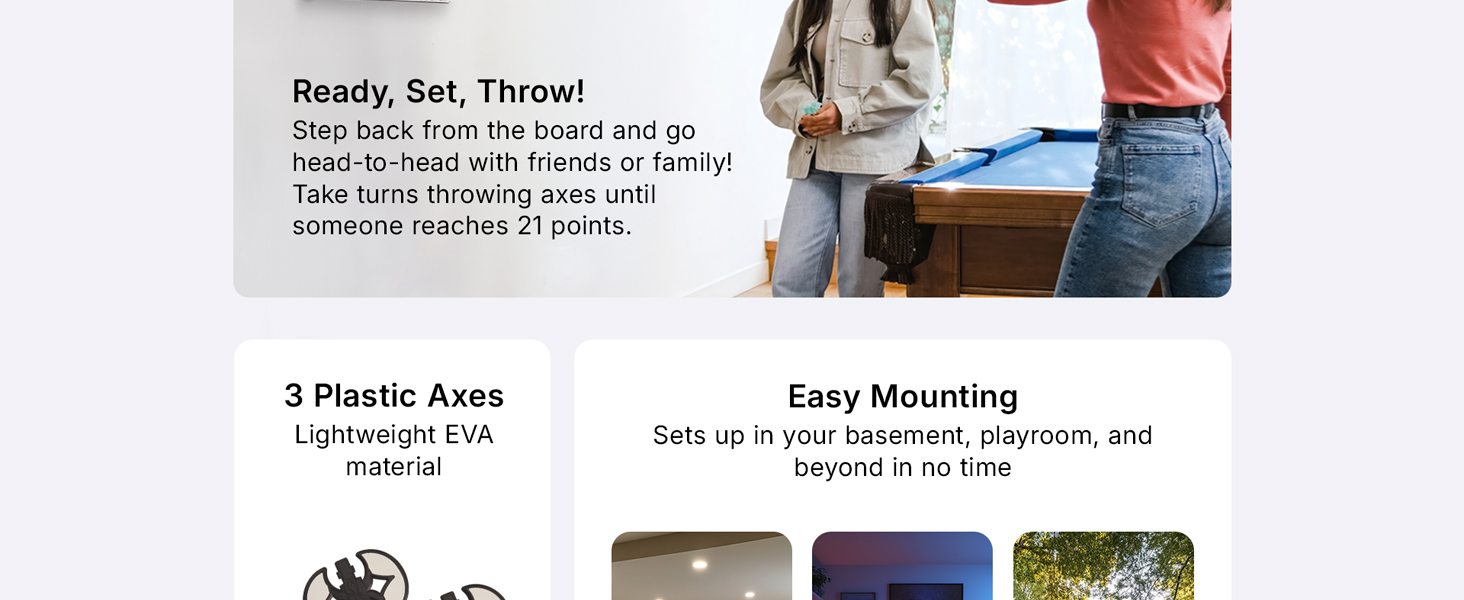 Jumbl Wall-Mounted Axe Throwing Game Set