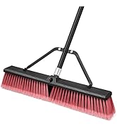 TidyBliss 24” Push Broom Outdoor Heavy Duty, Large Commercial Stiff Bristle Brush with 63 inches ...