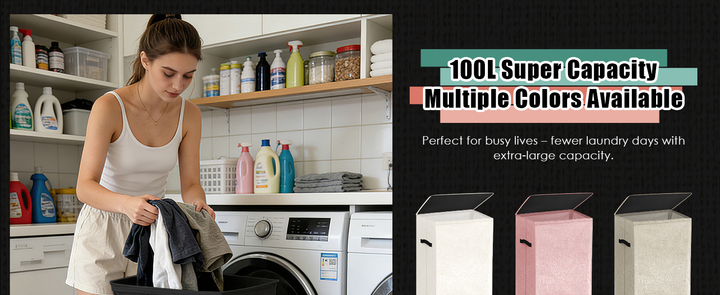 WTREE 100L Laundry Hamper with Lid