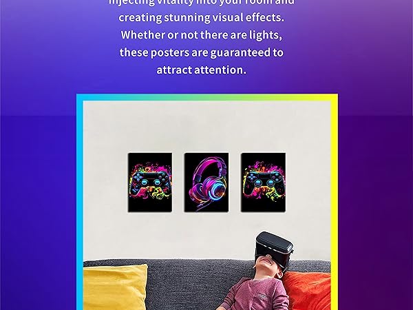 Neon Gaming Video Game Room Wall Art