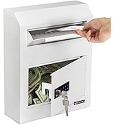 Key Drop Box, Safe Boxes with Lock for Business, Money Cash Drop Slot Locking Box Wall Mounted Of...