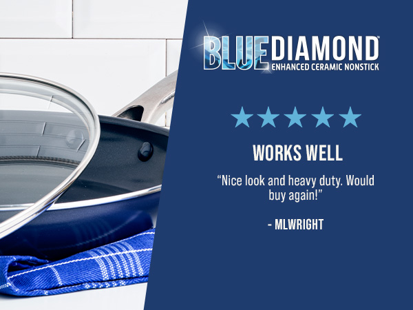 BlueDiamond, Ceramic Nonstick, PFAS-Free, Non-Toxic, Cookware, Frypans, Classic