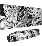 Dark Abstract Black White Grey Marble Fluid Marbled Pattern Topographic Contour Liquid Gaming Mou...