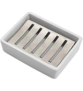 TOPSKY Ceramic Soap Dish Holder Stainless Steel for Bathroom, Double Layer, Self-draining Soap Tr...