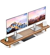 NestNeat Dual Monitor Stand - 39Inch Large Wood Monitor Stand Riser,Holds 200lbs Ultra Strong Sup...
