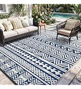 MontVoo-Outdoor Rug Carpet Waterproof 5x8 ft Reversible Patio Rug RV Camping Rug-Plastic Straw Ru...