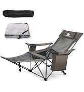 Huskfirm Reclining Camping Chair with Foot Rest Comfortable Lounge Beach Chair Portable Folding C...