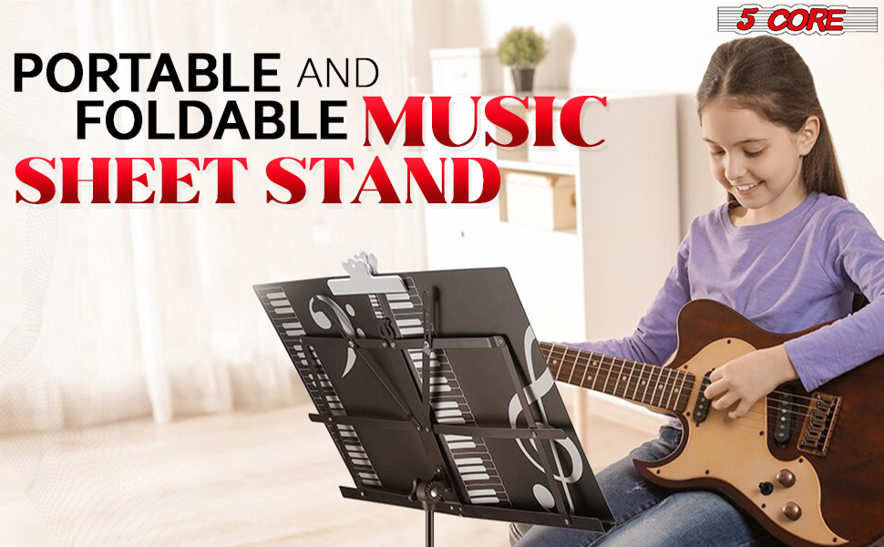 Music Stand,2 in 1 Dual-Use Folding Sheet Music Stand,Desktop Book Stand