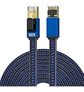 LEKVKM Cat8 Ethernet Cable - 100FT High Speed Long Internet Cable with Nylon Braided Shielded Fla...