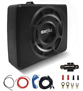 LORPHEIR 8" Slim Active Underseat Subwoofer 1000W Powered Car Subwoofer &amp; Amp Combo with Remote, ...