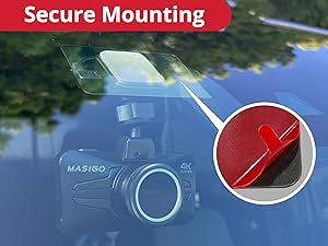 Strong adhesive ensures your dash cam stays securely in place.