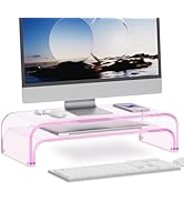ERGO COLLECT Acrylic Dual Monitor Stand Riser 2 Tier, Modular Laptop Stand for Desk, Multifunctio...