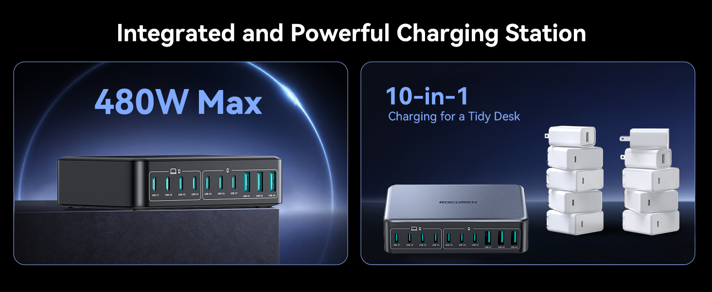 480W Usb c charging station