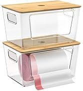 iEGrow 2-Pack Trash Bag Holder,Stackable Trash Bags Dispenser with Bamboo Lid,Extra Large Garbage...
