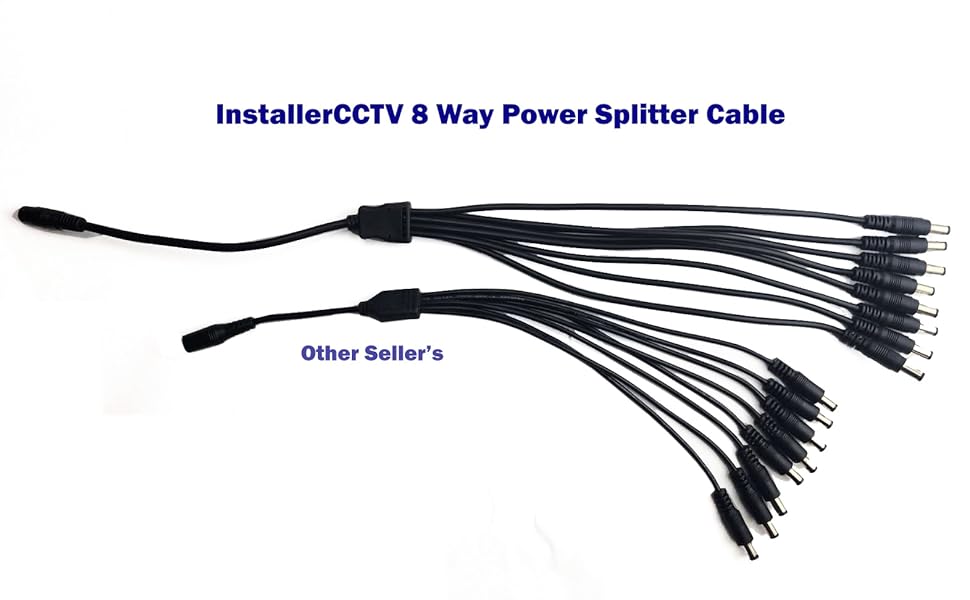 8-Way 5.5/2.1mm DC Power Splitter, 1 Female to 8 Male