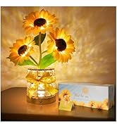 YWYWLED Sunflower LED Lamp,USB Rechargeable Touch Night Light, 3 Color Stepless Dimmable,Small Ba...