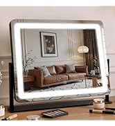 Bearolve Vanity Mirror with Lights 22"×17", Large LED Makeup Mirror with Light, Smart Touch with ...