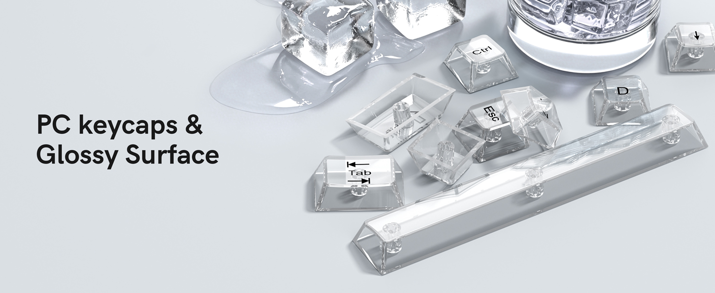 White Clear Keyboard keycaps,Transparent Key caps,Crystal Jelly Keycap Set,Shine Through Key caps