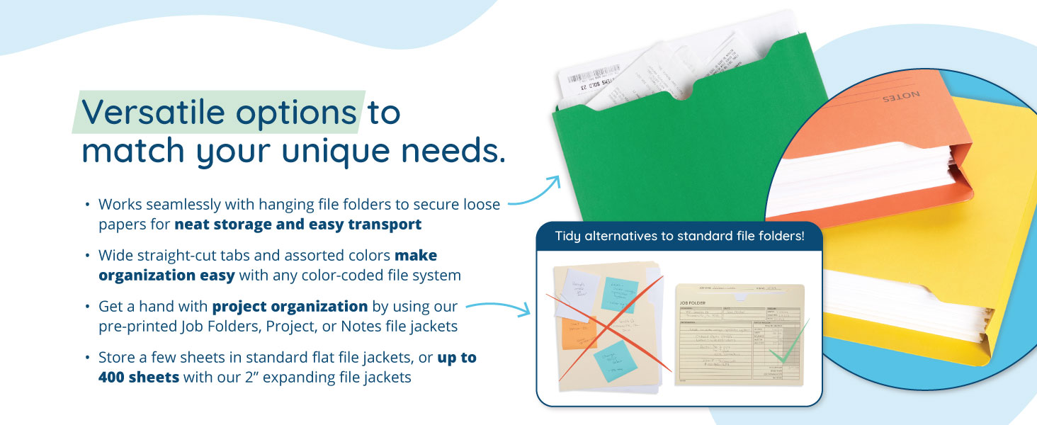file jacket options with photos and descriptions