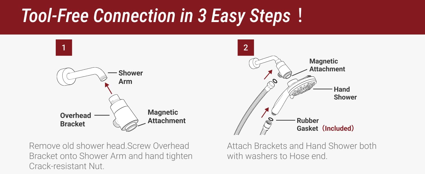 shower heads with handheld spray combo filter magnetic high pressure chrome hose