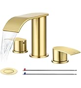 Ultimate Unicorn 8 inch Bathroom Faucet Brushed Gold, Waterfall Bathroom Sink Faucet with Metal P...