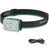 SUNREI 700 Lumens Rechargeable Headlamp with RGB Light, Motion Sensor, Stepless Dimming, IPX6 Wat...