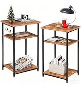 WLIVE End Tables Living Room Set of 2, Small End Table for Two, Narrow Side Table for Bedroom, Ho...