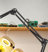 KMDES 12X Magnifying Glass with Light, Ultra Long 3 Section Swing Arm Magnifier with Stand Large ...