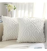decorUhome Decorative Throw Pillow Covers 18x18, Soft Plush Faux Wool Couch Pillow Covers for Hom...