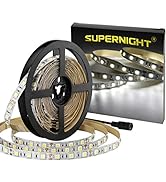 SUPERNIGHT LED Light Strip White, 6000K Daylight White Lights 16.4 Ft 300leds 60leds/m 5050 SMD F...