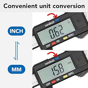 convenient unit conversion digital caliper measuring tool 6 inch
