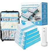 Vacuum Seals Bags for Clothing Travel, 16 Pack Vacuum Storage Seal Bags for Clothing(4Jumbo,4 Lar...