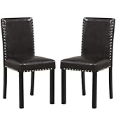 Giantex Dining Chairs Set of 2, Faux Leather Upholstered Parsons Kitchen Chair with Solid Rubber ...