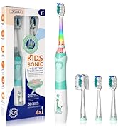 SEAGO Kids Electric Toothbrush with 2 Mins Brushing Timer and 4 Replacement Bursh Heads, Rainbow ...