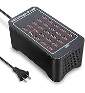 USB Charging Station, 25 Port 125W(25A), Travel Desktop USB Rapid Charger, Multi Ports Fast Charg...