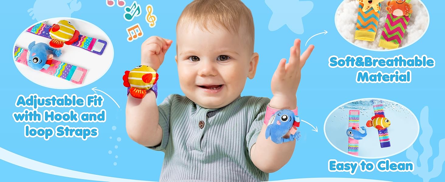 URMYWO Baby Newborn Boys and Girls Gifts, Wrist Rattles for Baby, Rattle Socks Toys for 0-6 Months