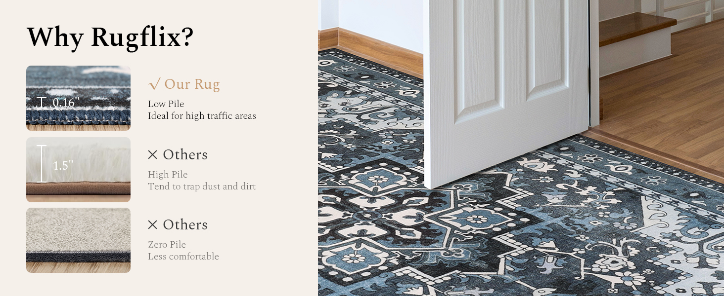 low pile area rug
