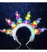 DRESBE Light Up Fire Headband LED Sun Goddess Headbands Party Rave Flame Halo Hair Accessories fo...