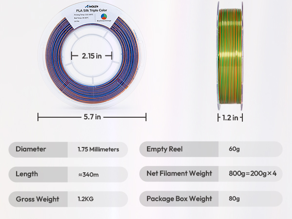 PLA Slik Tri-color Filament
