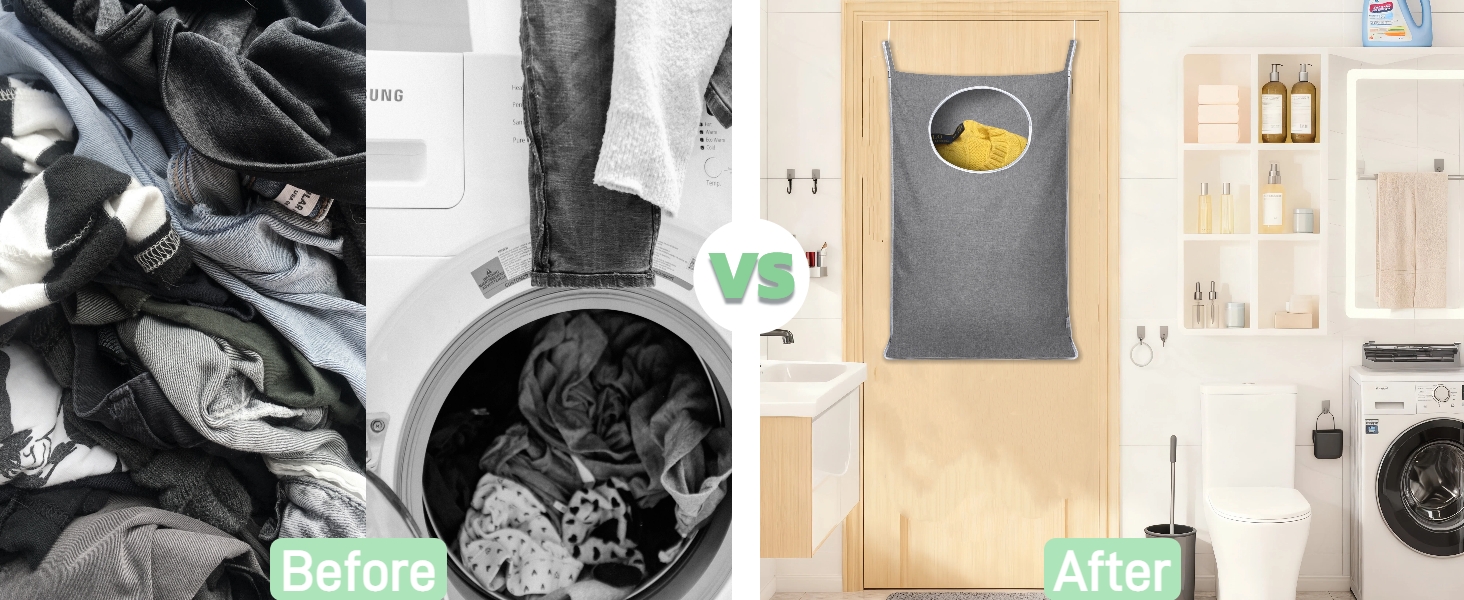 KEEPJOY Hanging Laundry Hamper Bag-grey