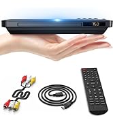 Slim Design DVD player, Ultra-Thin HDMI AV DVD Players for TV, Region Free &amp; Colourful HD Pixels,...